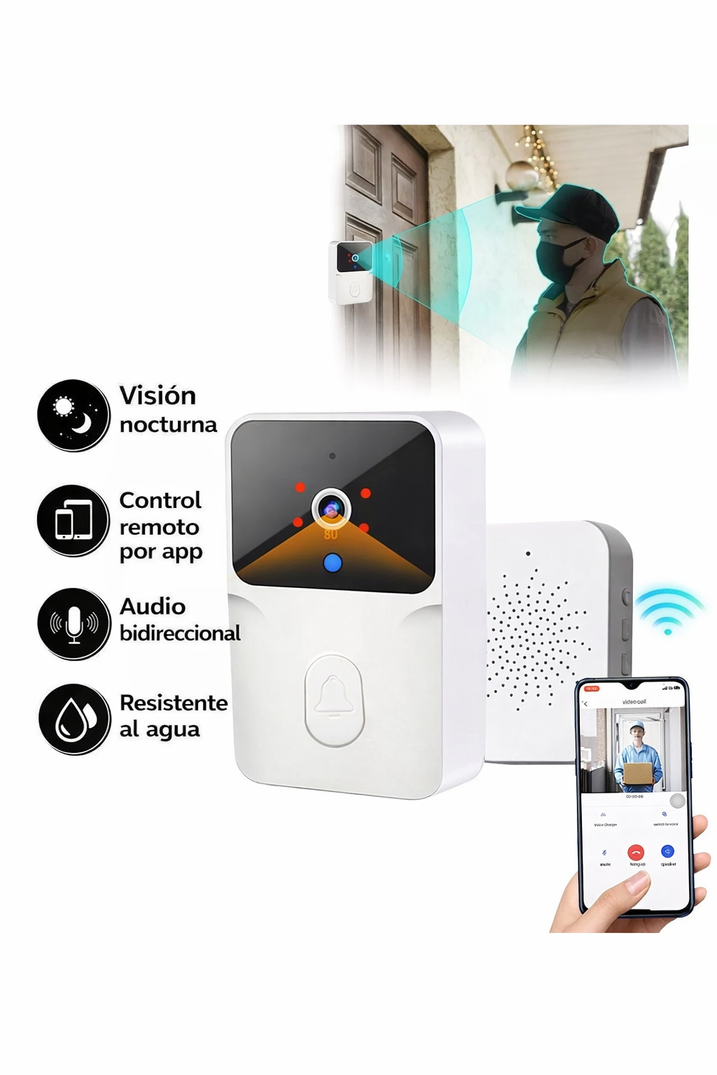 Timbre Inteligente con Cámara WiFi – Controlá tu casa desde el celular